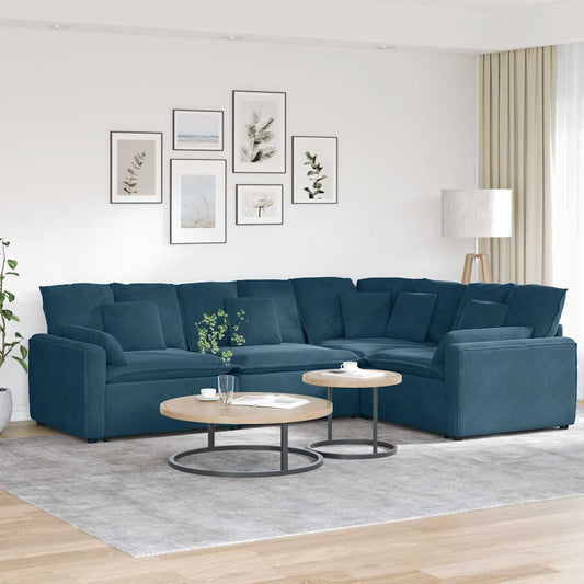 Modulaire bank met kussens fluweel blauw is nu te koop bij PeponiXL, paradijselijk wonen!