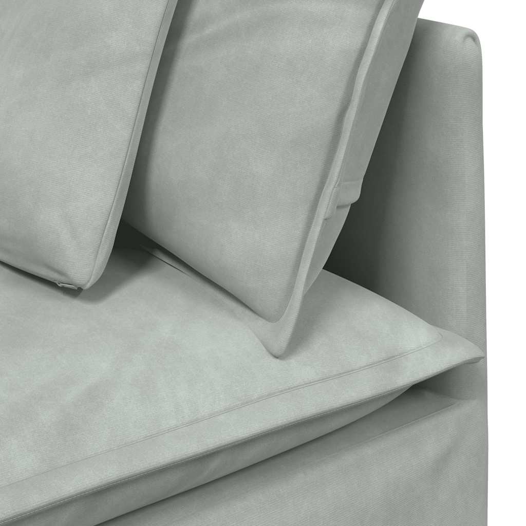 Modulaire bank met kussens fluweel lichtgrijs