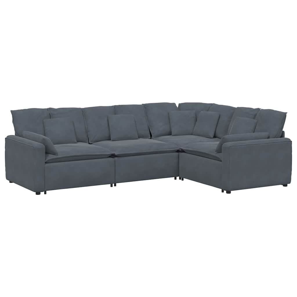 Modulaire bank met kussens fluweel donkergrijs