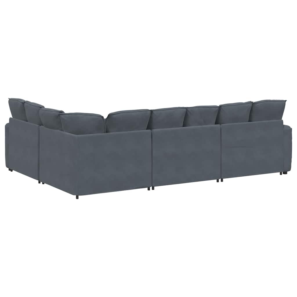 Modulaire bank met kussens fluweel donkergrijs