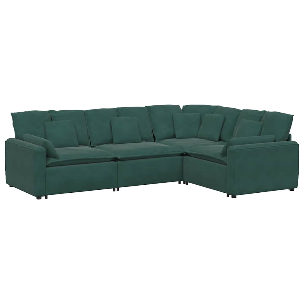 Modulaire bank met kussens fluweel donkergroen is nu te koop bij PeponiXL, paradijselijk wonen!