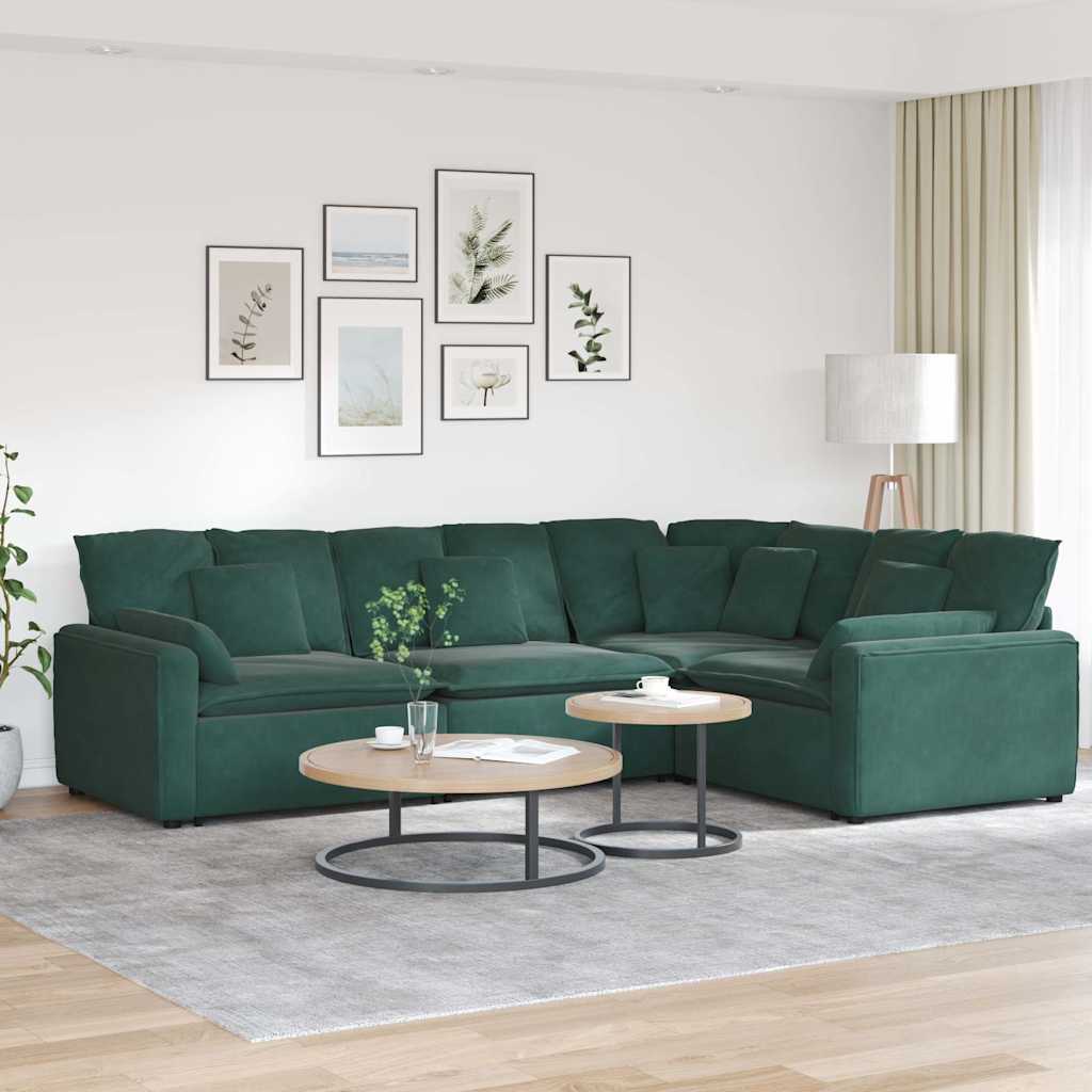 Modulaire bank met kussens fluweel donkergroen is nu te koop bij PeponiXL, paradijselijk wonen!