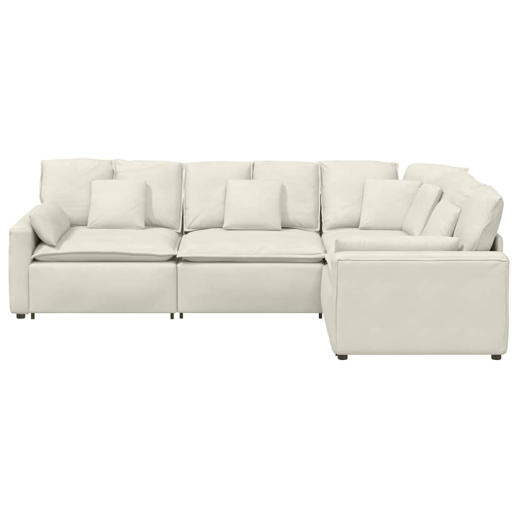 Modulaire bank met kussens fluweel crèmekleurig