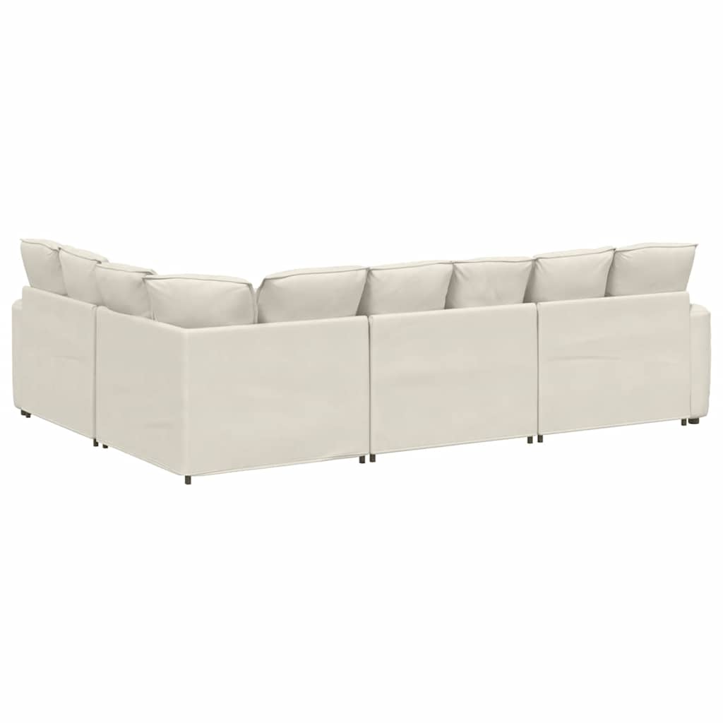 Modulaire bank met kussens fluweel crèmekleurig