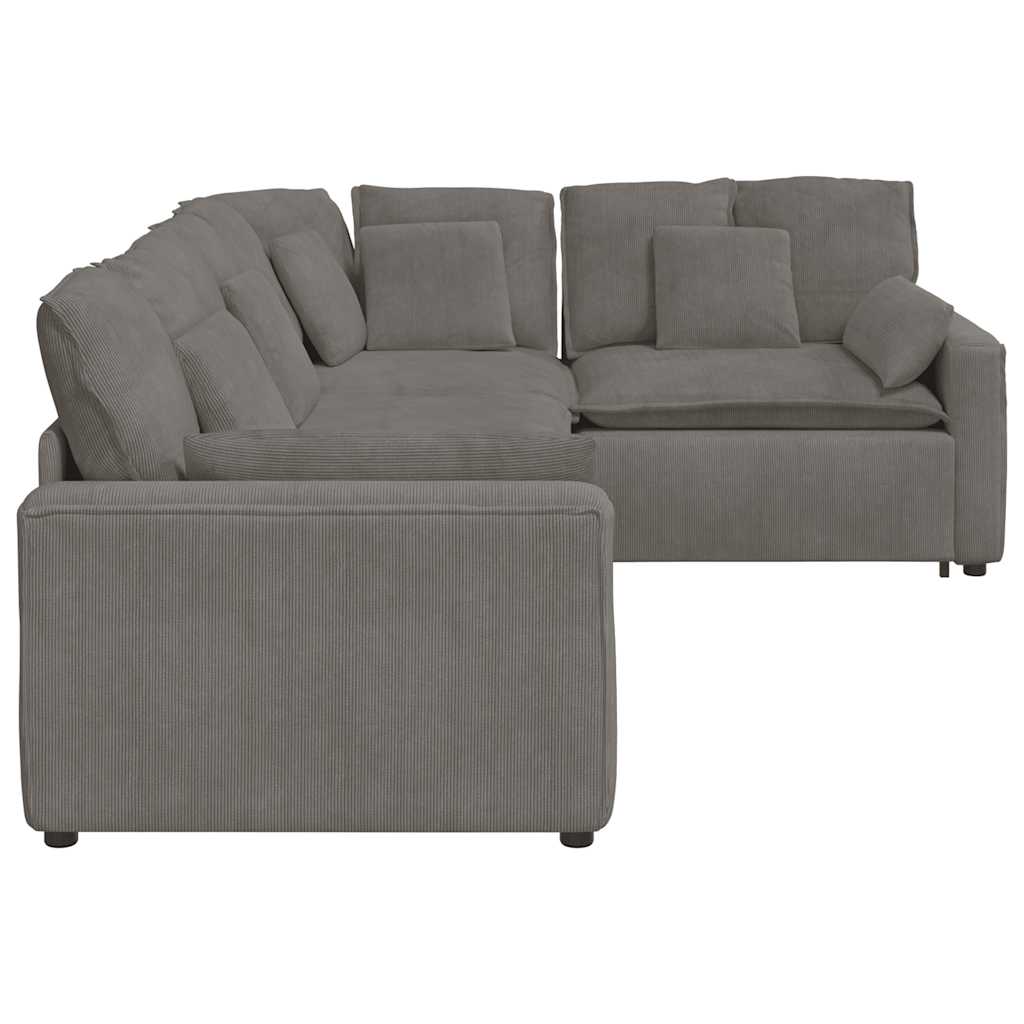 Modulaire bank met kussens corduroy stof lichtgrijs is nu te koop bij PeponiXL, paradijselijk wonen!