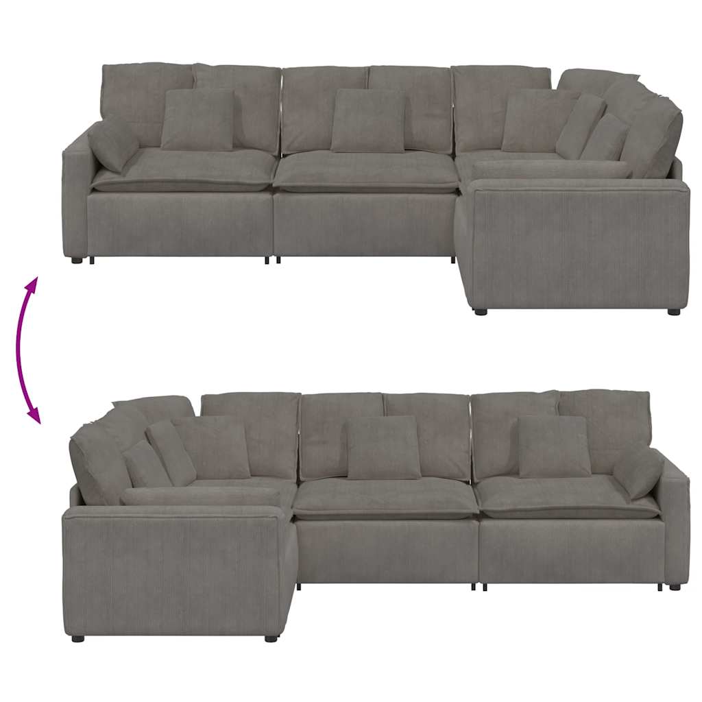 Modulaire bank met kussens corduroy stof lichtgrijs is nu te koop bij PeponiXL, paradijselijk wonen!