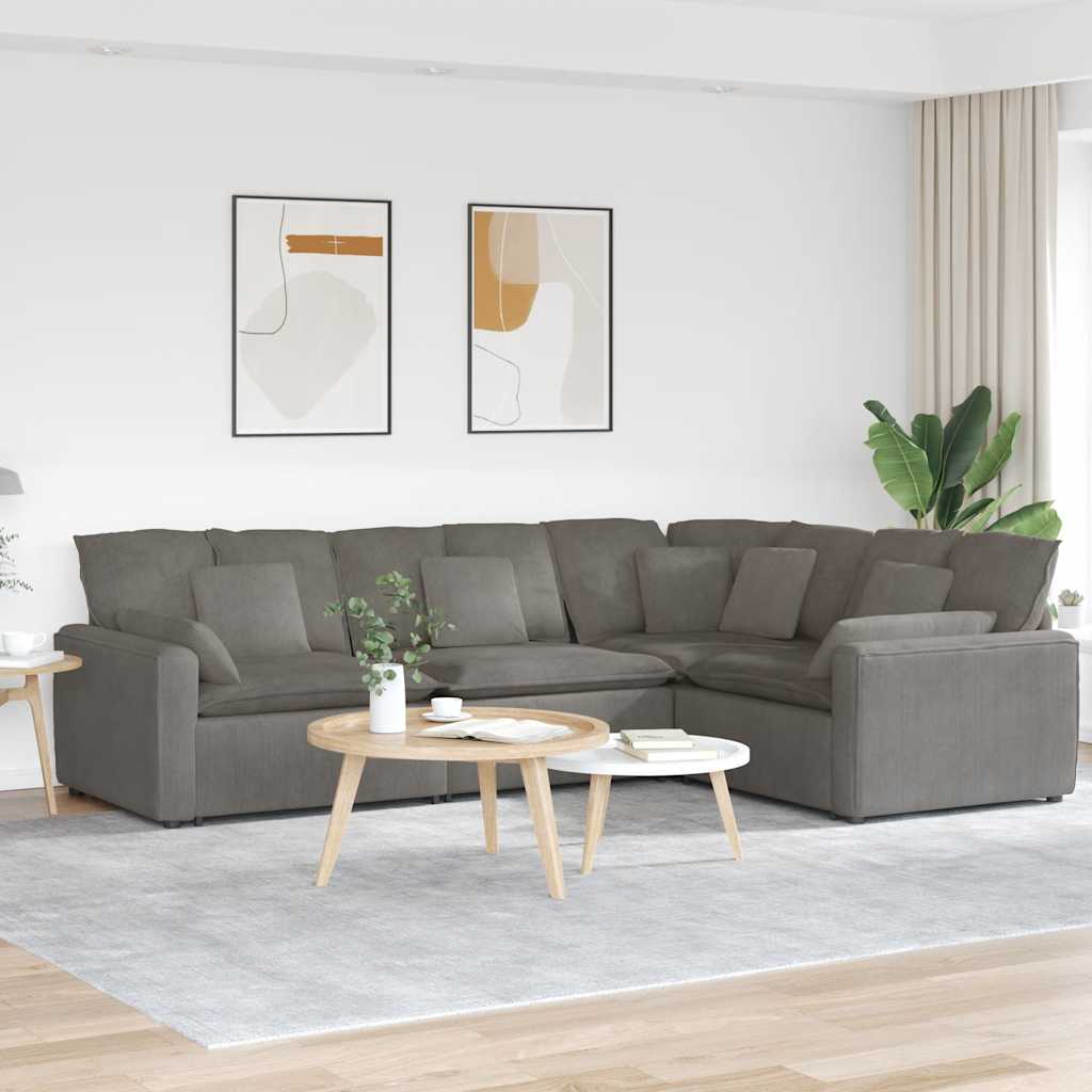 Modulaire bank met kussens corduroy stof lichtgrijs is nu te koop bij PeponiXL, paradijselijk wonen!