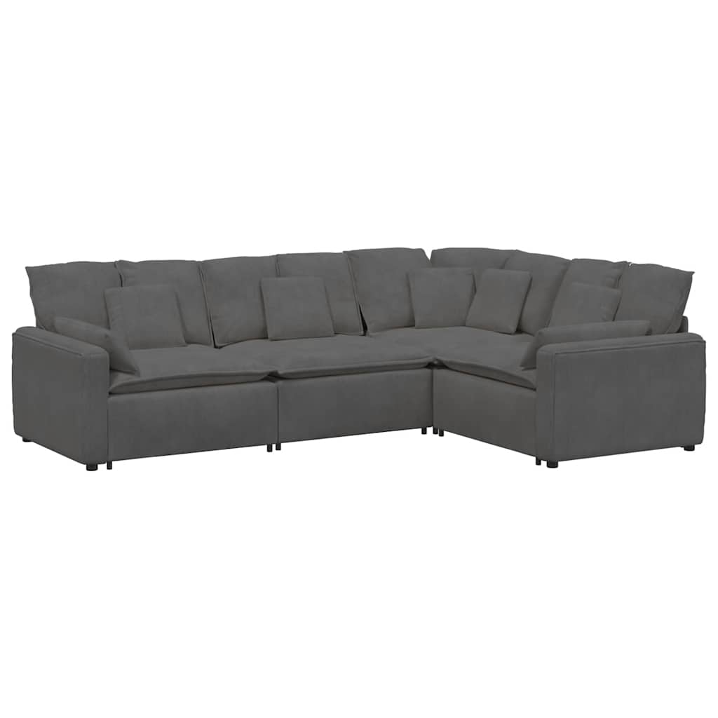 Modulaire bank met kussens corduroy stof donkergrijs is nu te koop bij PeponiXL, paradijselijk wonen!