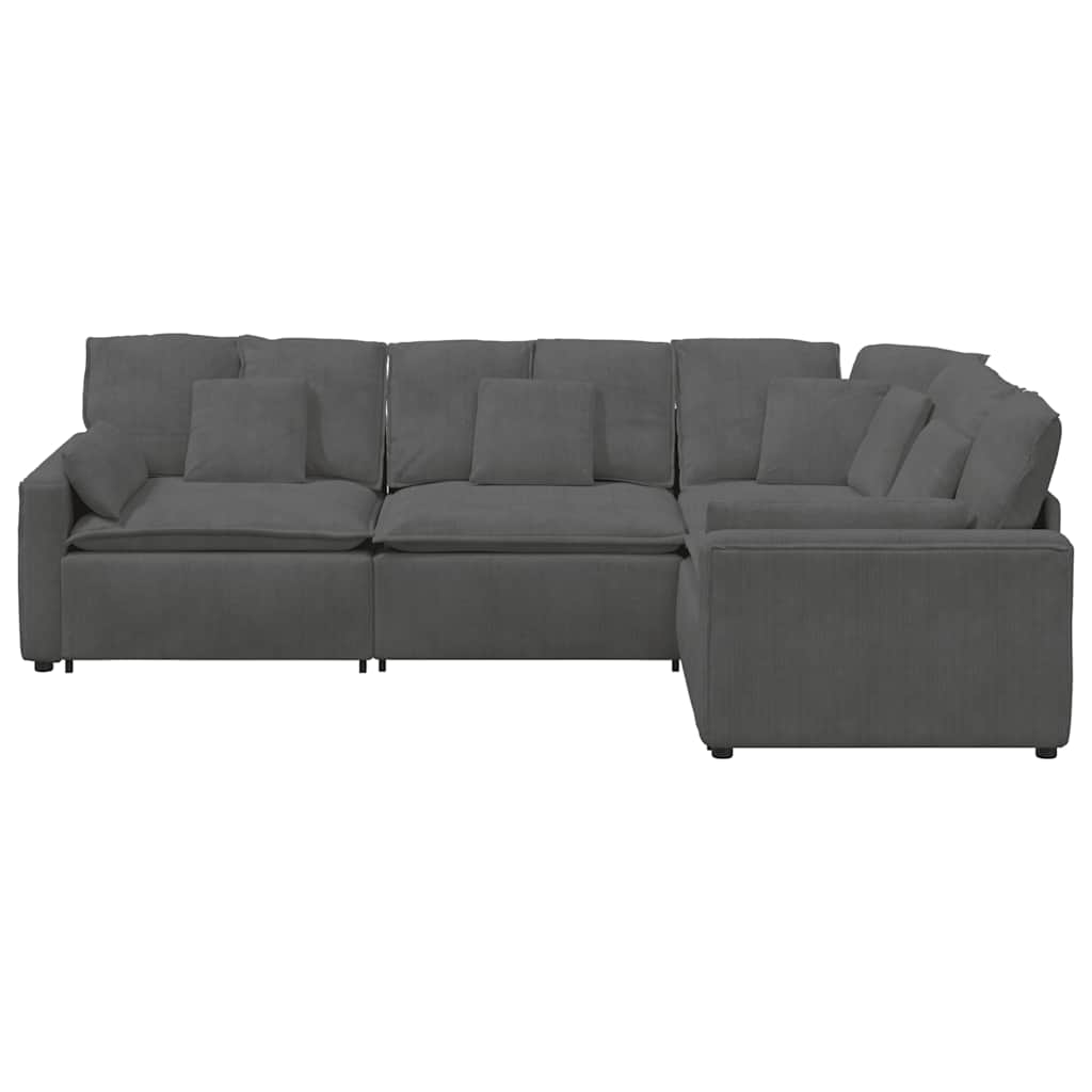 Modulaire bank met kussens corduroy stof donkergrijs is nu te koop bij PeponiXL, paradijselijk wonen!