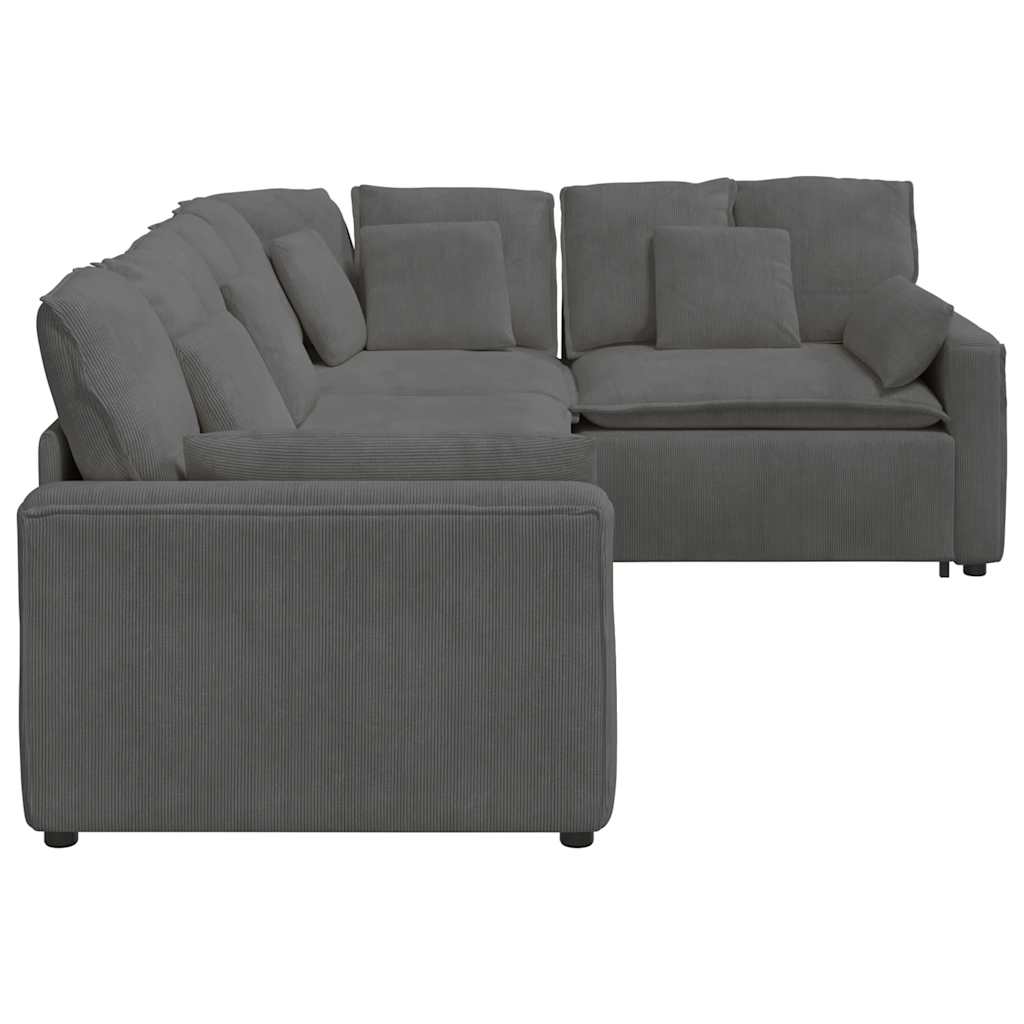 Modulaire bank met kussens corduroy stof donkergrijs is nu te koop bij PeponiXL, paradijselijk wonen!