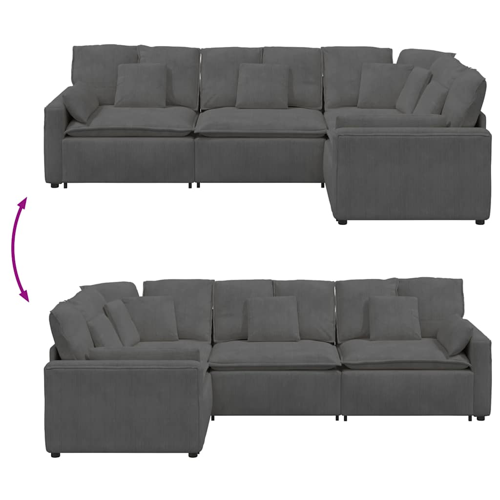 Modulaire bank met kussens corduroy stof donkergrijs is nu te koop bij PeponiXL, paradijselijk wonen!