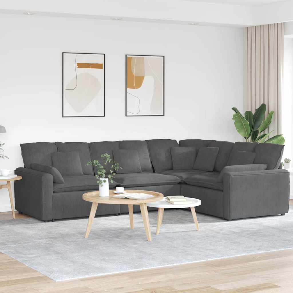 Modulaire bank met kussens corduroy stof donkergrijs is nu te koop bij PeponiXL, paradijselijk wonen!