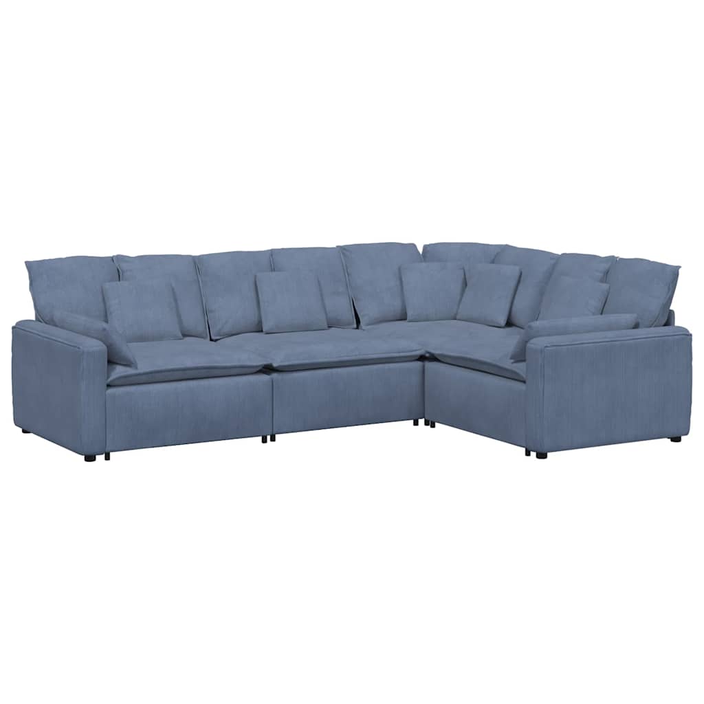 Modulaire bank met kussens corduroy stof blauw is nu te koop bij PeponiXL, paradijselijk wonen!