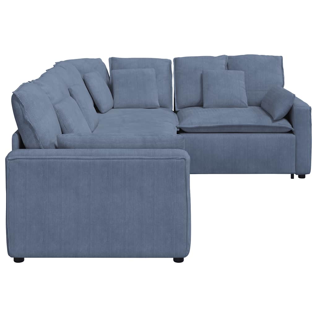 Modulaire bank met kussens corduroy stof blauw is nu te koop bij PeponiXL, paradijselijk wonen!