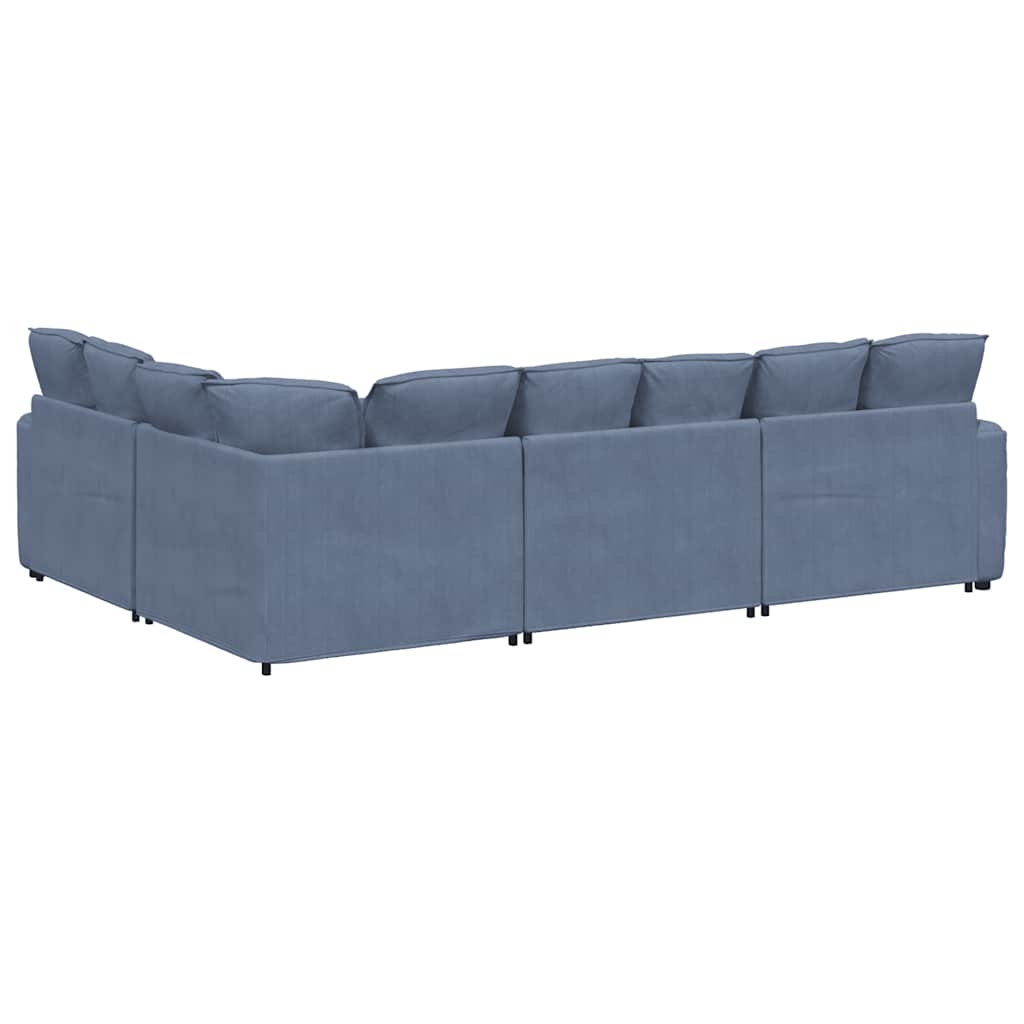 Modulaire bank met kussens corduroy stof blauw is nu te koop bij PeponiXL, paradijselijk wonen!