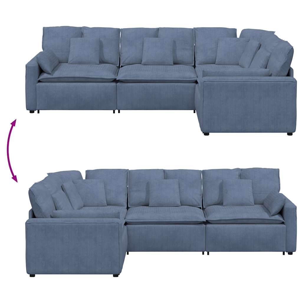 Modulaire bank met kussens corduroy stof blauw is nu te koop bij PeponiXL, paradijselijk wonen!