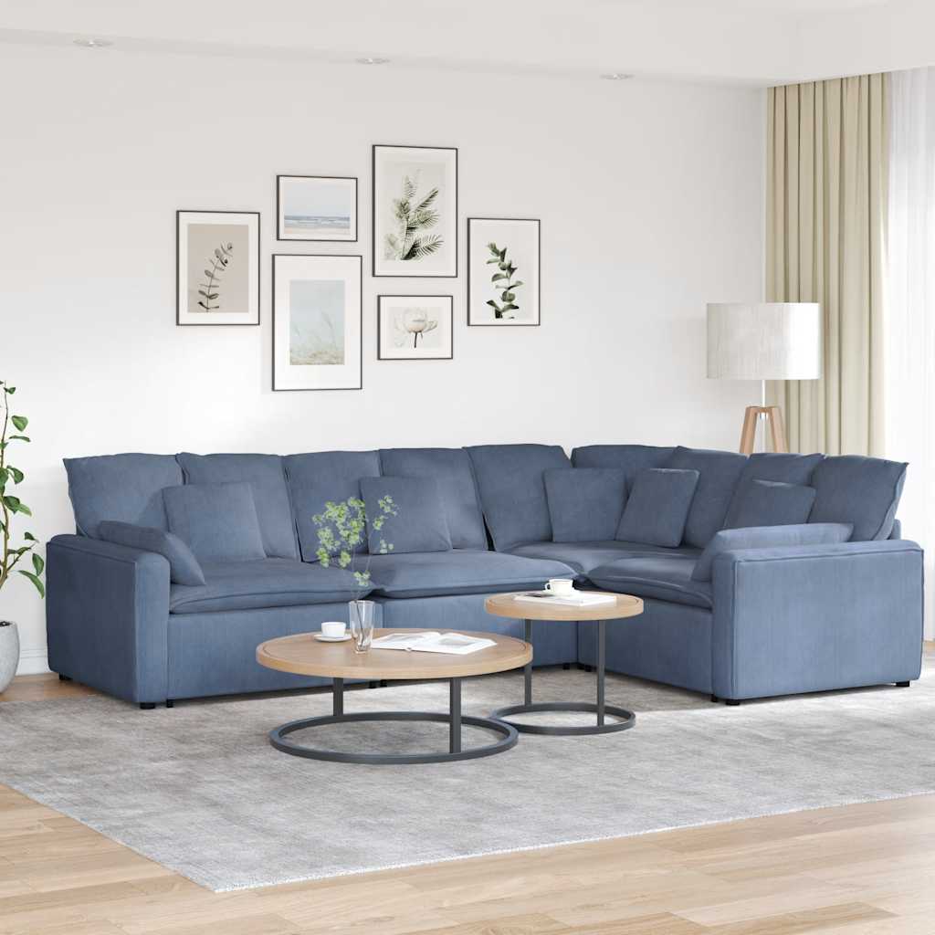 Modulaire bank met kussens corduroy stof blauw is nu te koop bij PeponiXL, paradijselijk wonen!