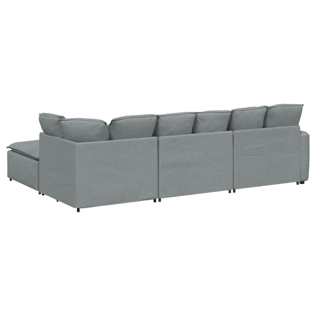Modulaire bank met voetenbank en kussens stof lichtgrijs