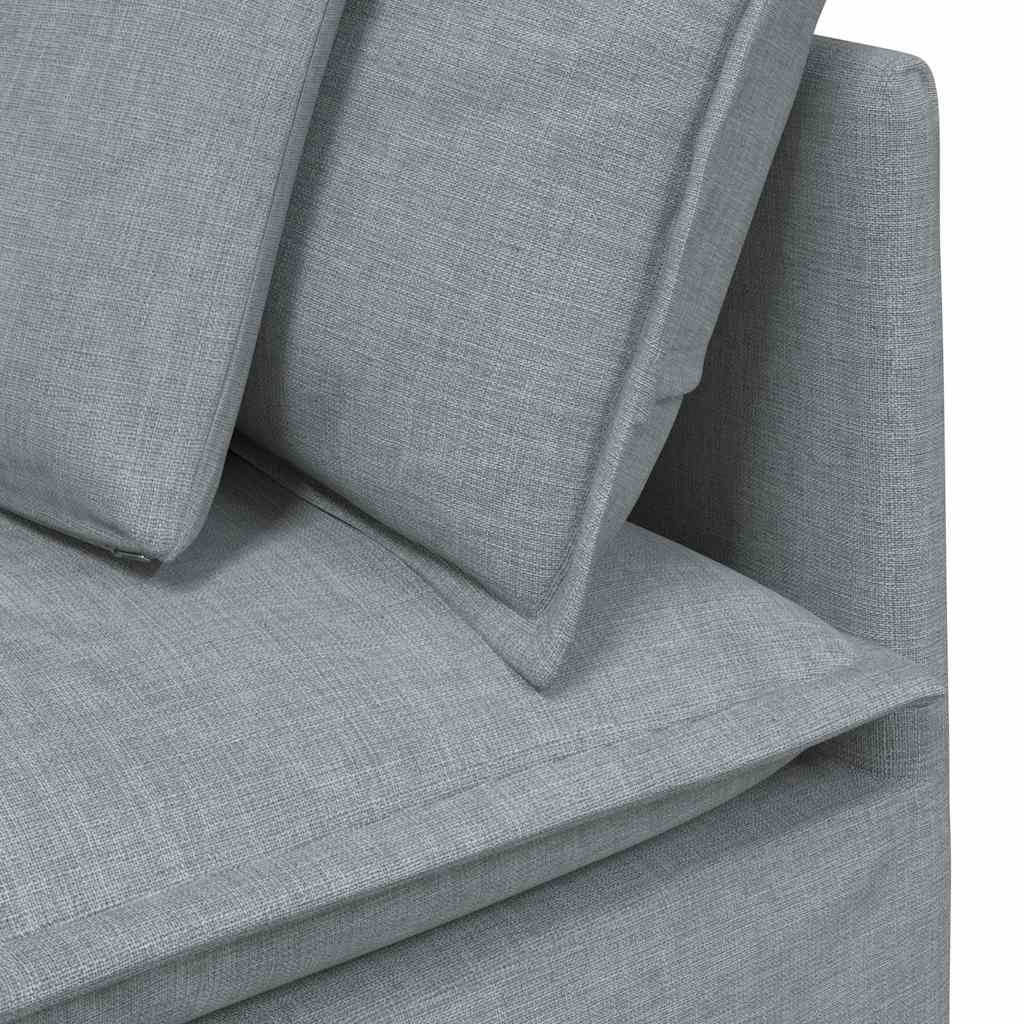 Modulaire bank met voetenbank en kussens stof lichtgrijs