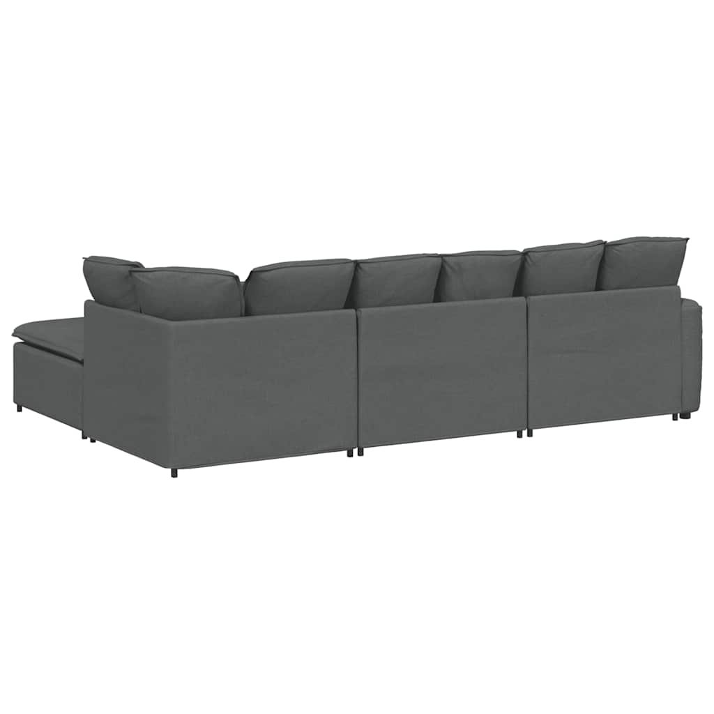 Modulaire bank met voetenbank en kussens stof donkergrijs