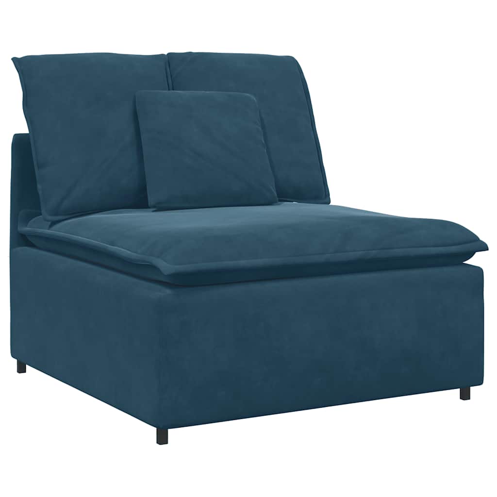 Modulaire bank met voetenbank en kussens fluweel blauw