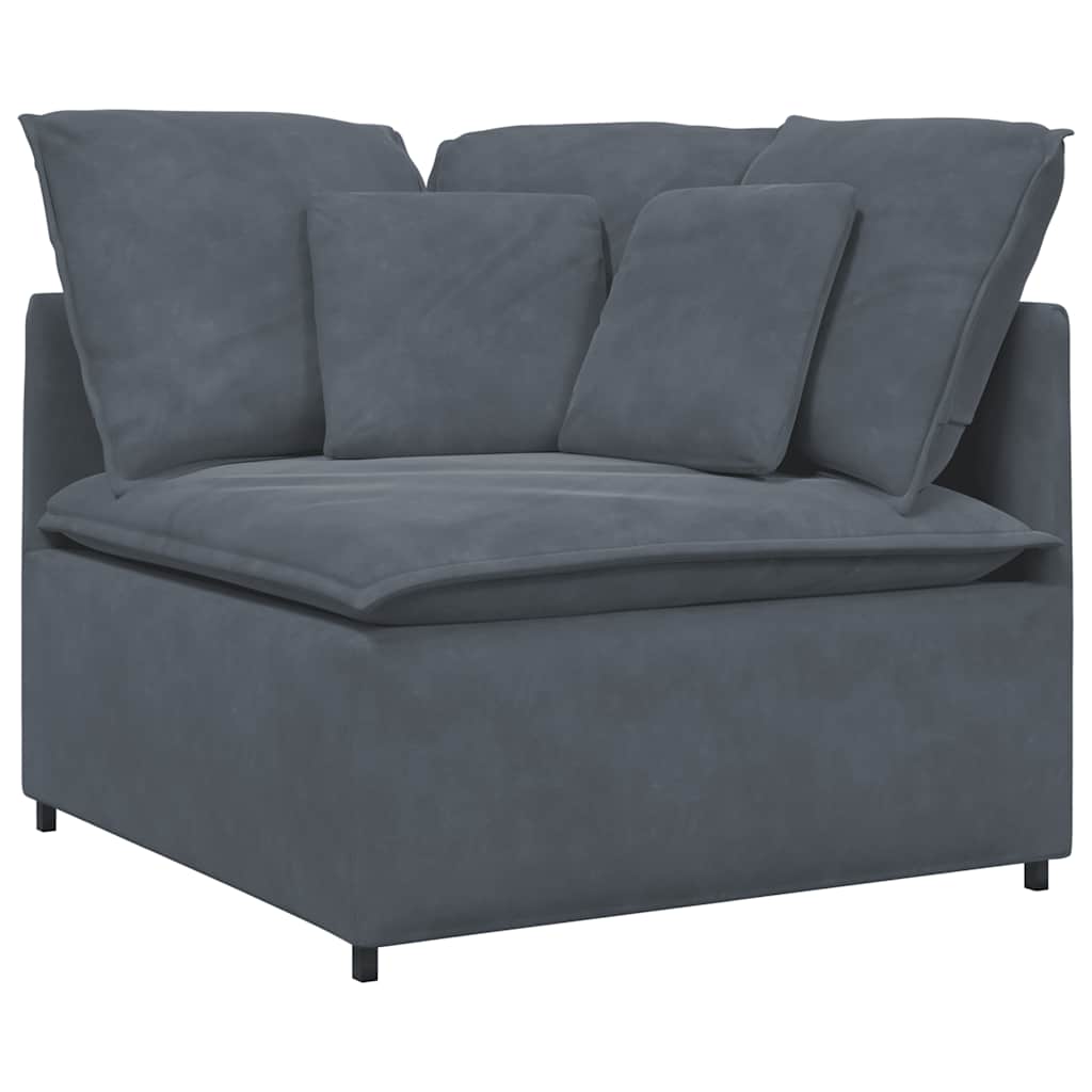Modulaire bank met voetenbank en kussens fluweel donkergrijs is nu te koop bij PeponiXL, paradijselijk wonen!