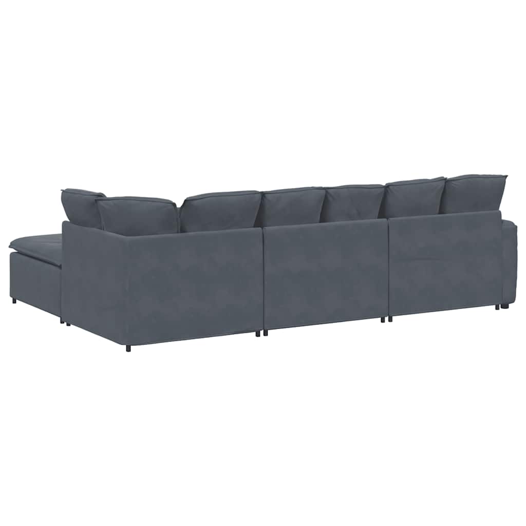 Modulaire bank met voetenbank en kussens fluweel donkergrijs is nu te koop bij PeponiXL, paradijselijk wonen!