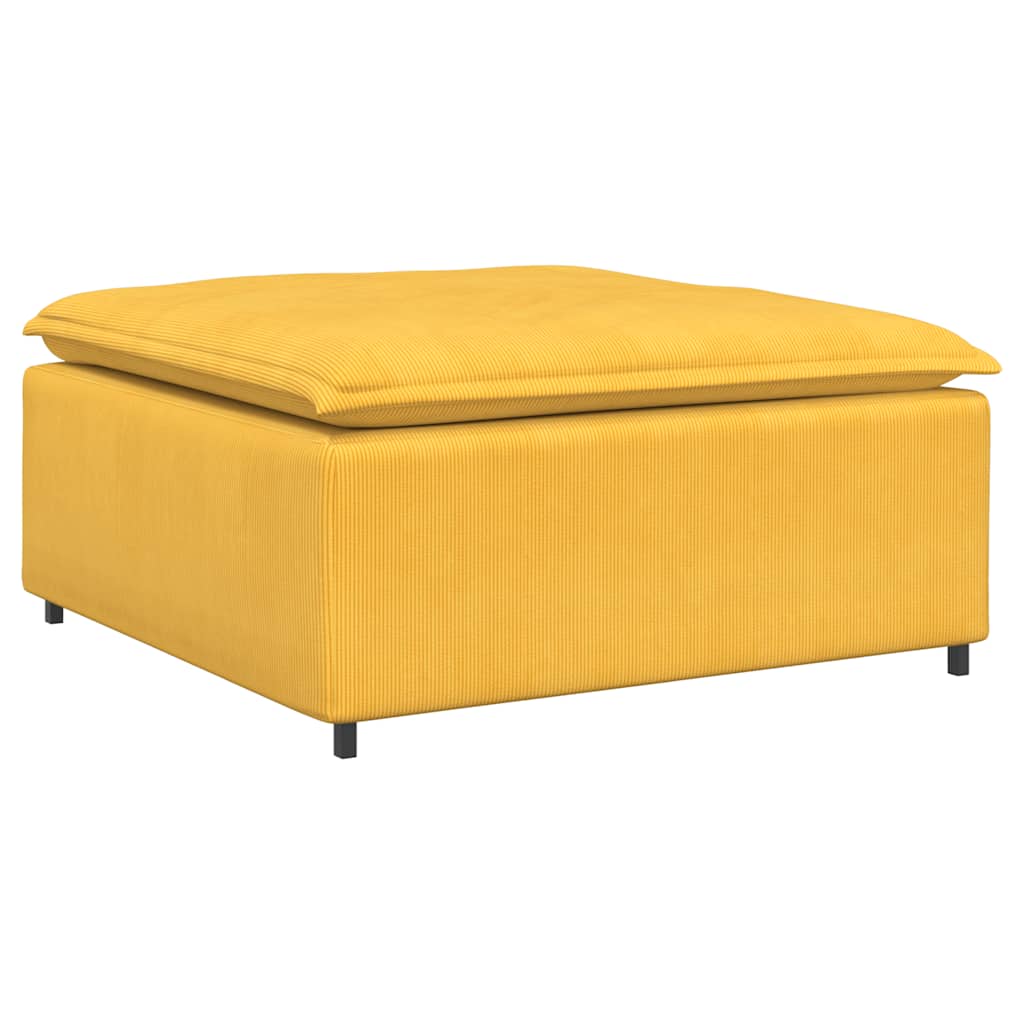 Modulaire bank met voetenbank & kussens corduroy stof lichtgeel