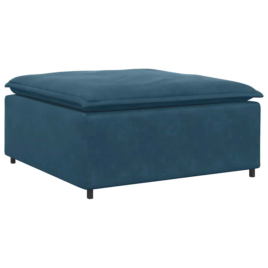 Modulaire bank met voetenbank en kussens fluweel blauw