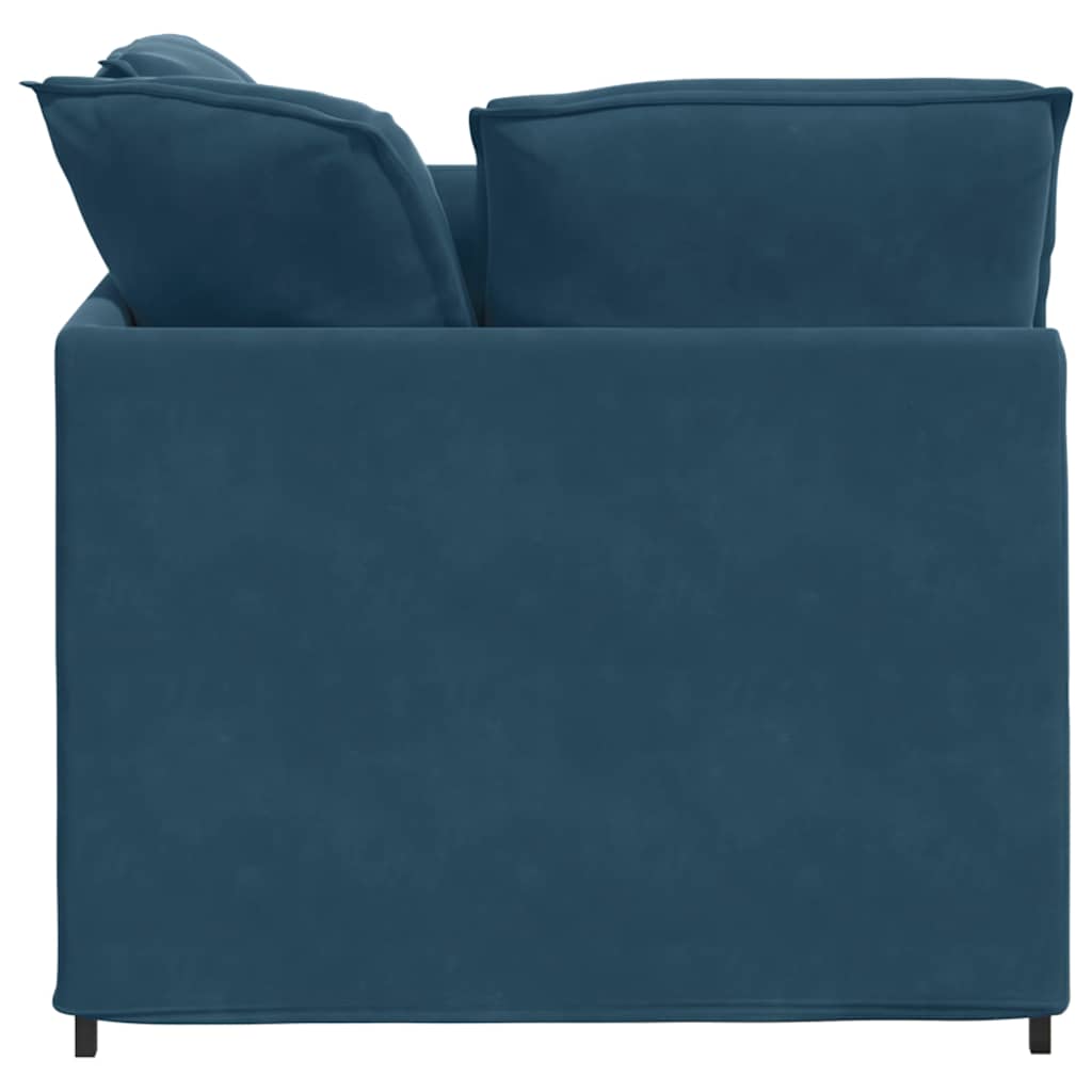 Modulaire bank met voetenbank en kussens fluweel blauw