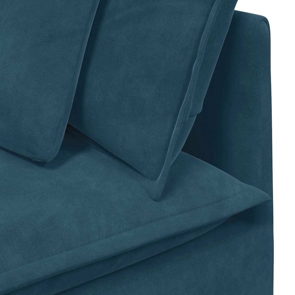 Modulaire bank met voetenbank en kussens fluweel blauw