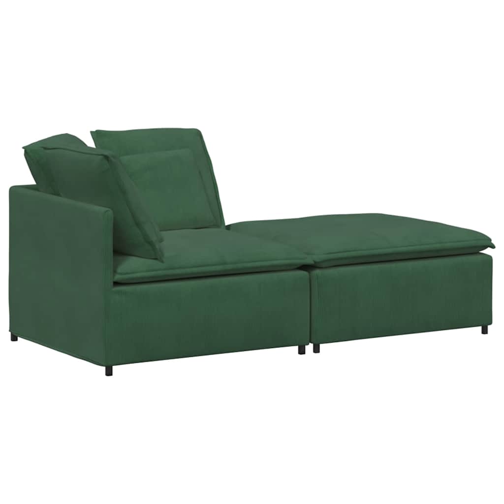 Modulaire bank met voetenbank en kussens corduroy donkergroen is nu te koop bij PeponiXL, paradijselijk wonen!