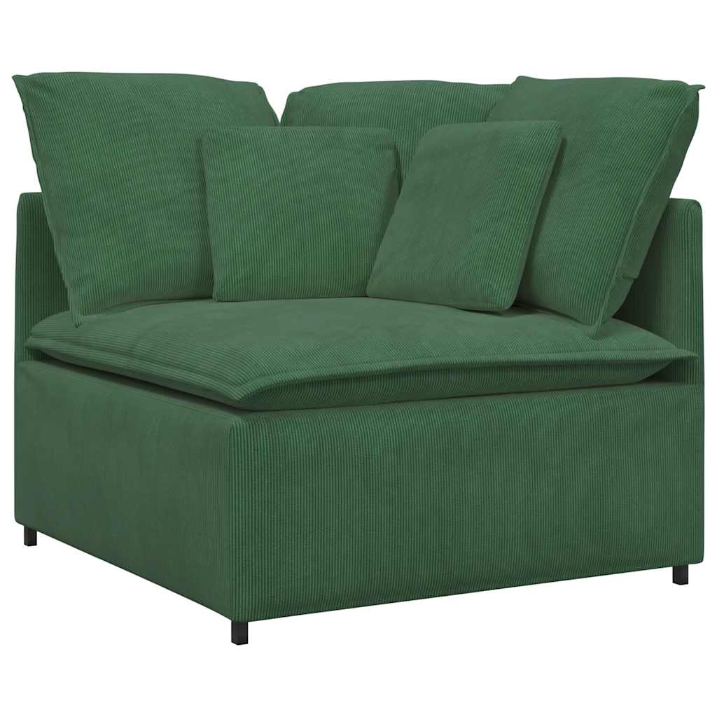 Modulaire bank met voetenbank en kussens corduroy donkergroen is nu te koop bij PeponiXL, paradijselijk wonen!