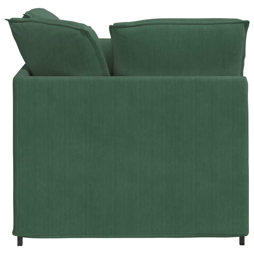 Modulaire bank met voetenbank en kussens corduroy donkergroen is nu te koop bij PeponiXL, paradijselijk wonen!