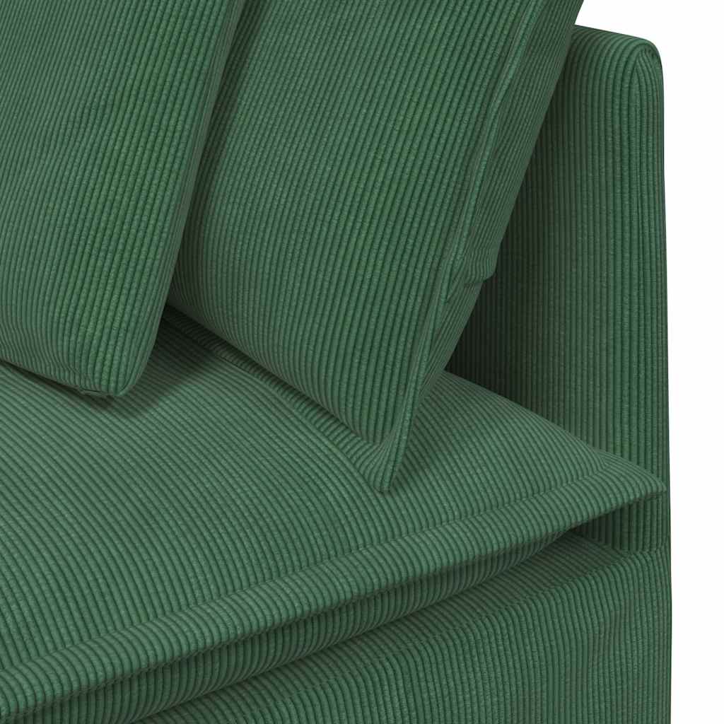 Modulaire bank met voetenbank en kussens corduroy donkergroen is nu te koop bij PeponiXL, paradijselijk wonen!