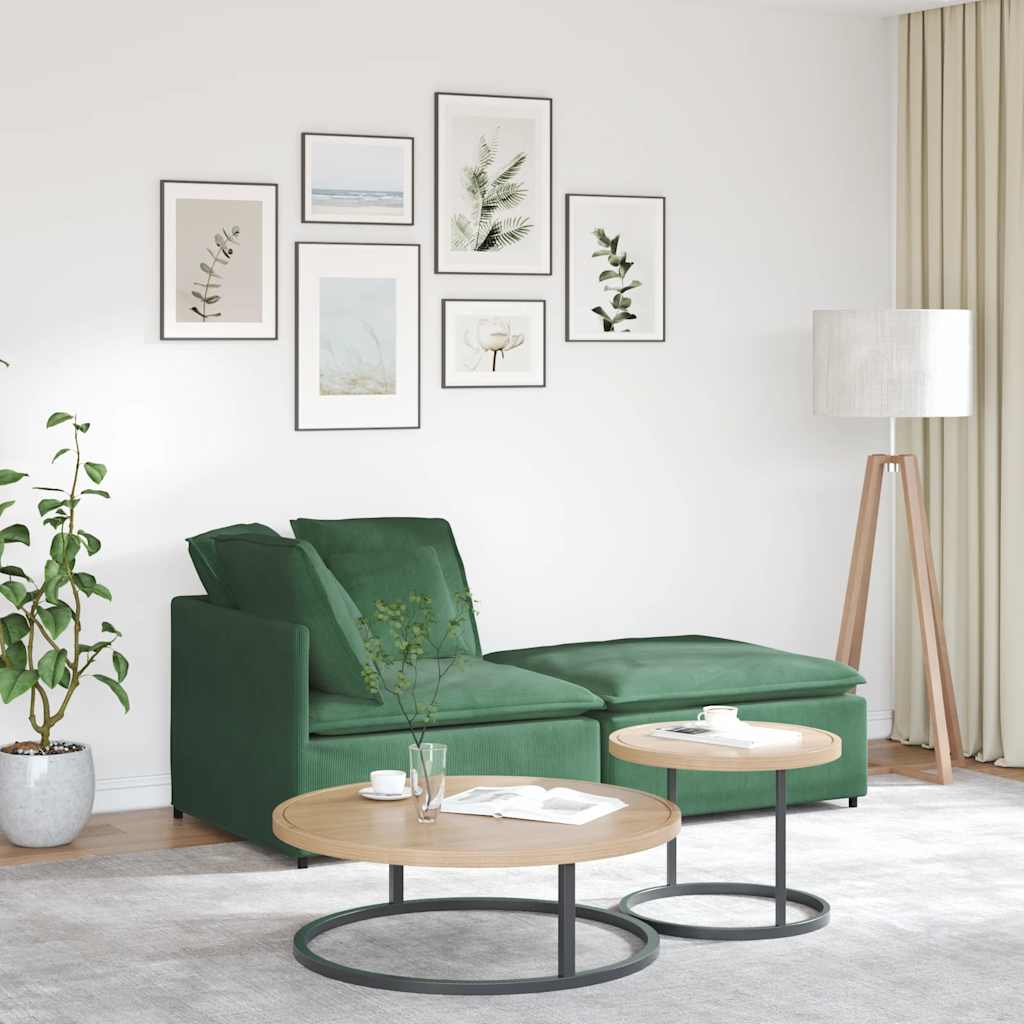 Modulaire bank met voetenbank en kussens corduroy donkergroen is nu te koop bij PeponiXL, paradijselijk wonen!