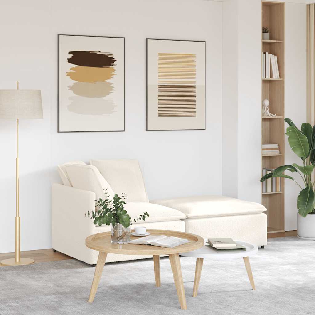 Modulaire bank met voetenbank&kussens gekrulde wolachtige stof