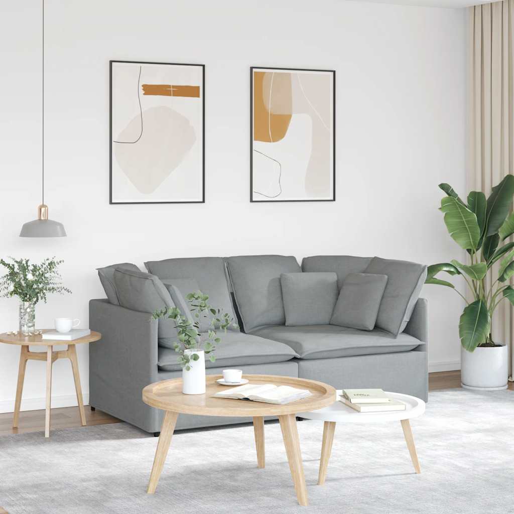 Modulaire bank met kussens stof lichtgrijs is nu te koop bij PeponiXL, paradijselijk wonen!