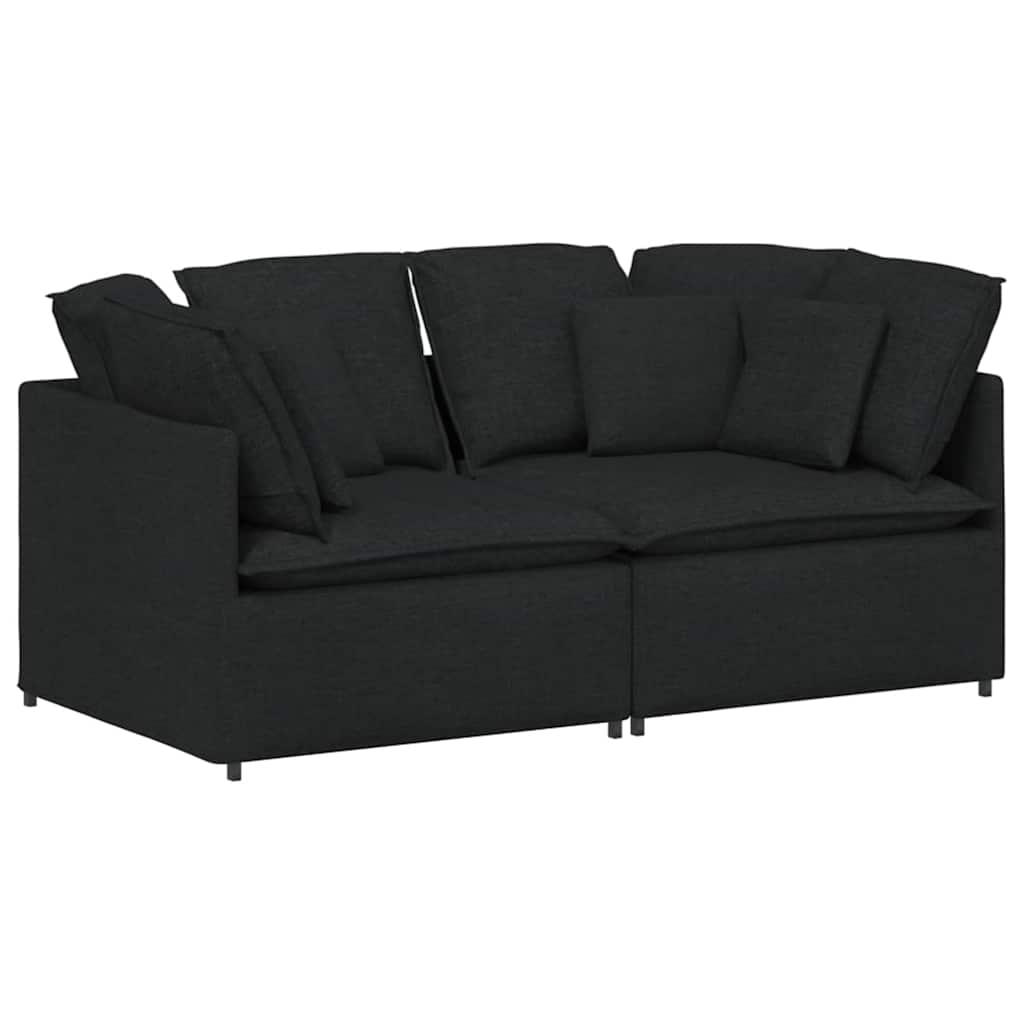 Modulaire bank met kussens stof zwart is nu te koop bij PeponiXL, paradijselijk wonen!