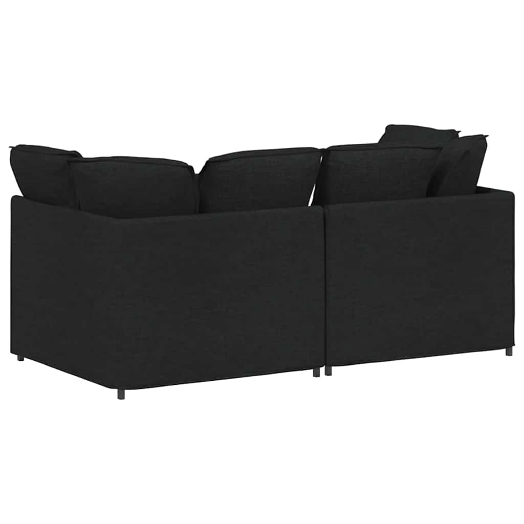 Modulaire bank met kussens stof zwart is nu te koop bij PeponiXL, paradijselijk wonen!