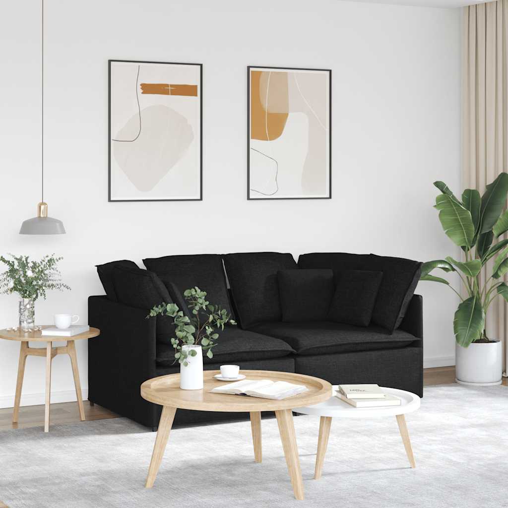 Modulaire bank met kussens stof zwart is nu te koop bij PeponiXL, paradijselijk wonen!