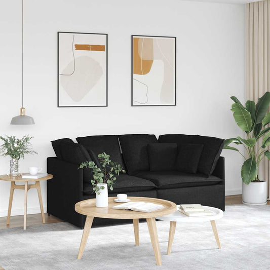 Modulaire bank met kussens stof zwart is nu te koop bij PeponiXL, paradijselijk wonen!