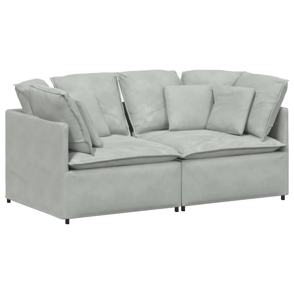 Modulaire bank met kussens fluweel lichtgrijs is nu te koop bij PeponiXL, paradijselijk wonen!