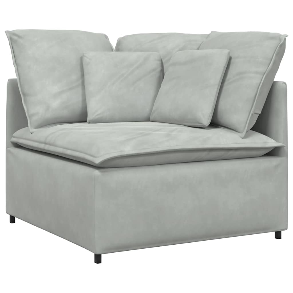 Modulaire bank met kussens fluweel lichtgrijs is nu te koop bij PeponiXL, paradijselijk wonen!