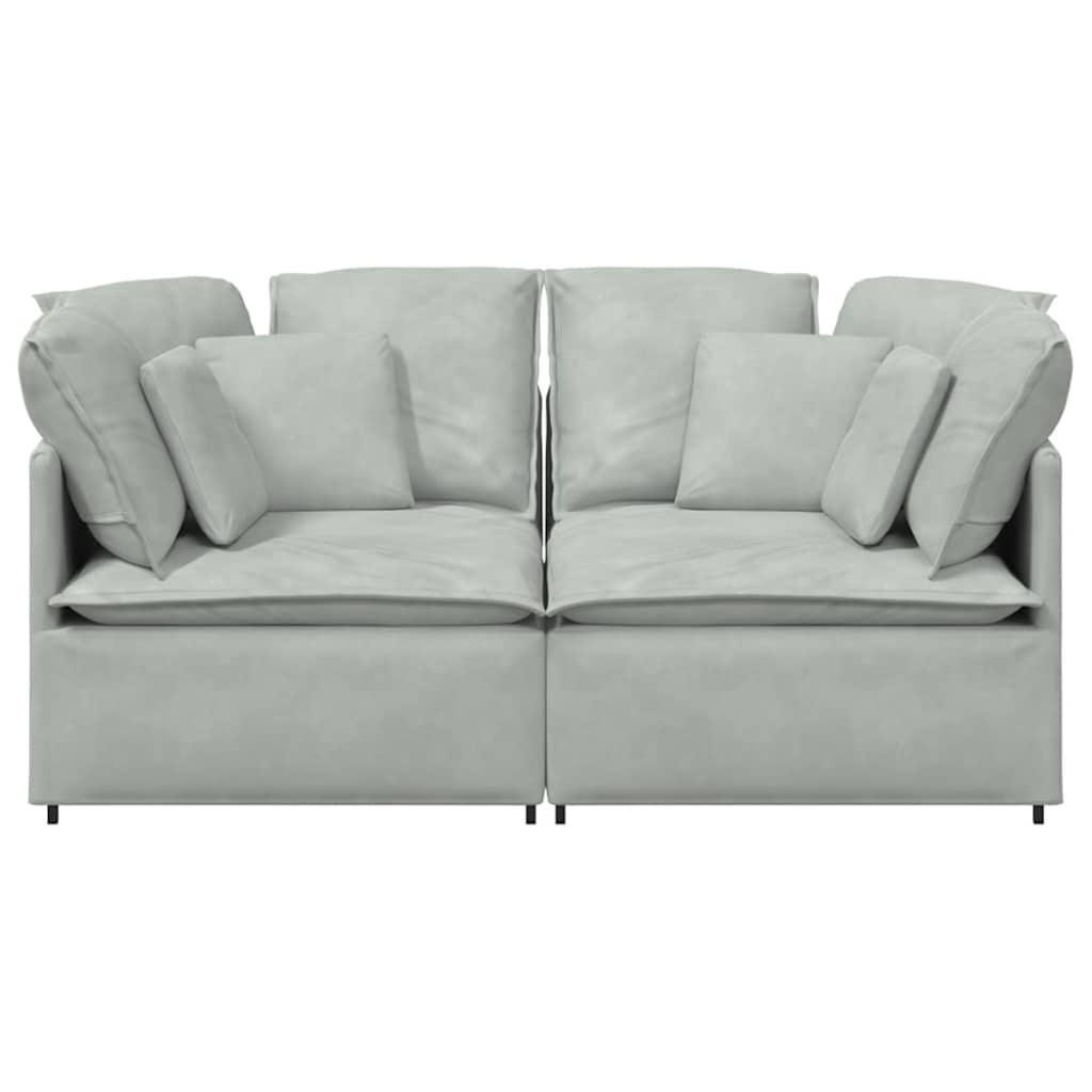 Modulaire bank met kussens fluweel lichtgrijs is nu te koop bij PeponiXL, paradijselijk wonen!