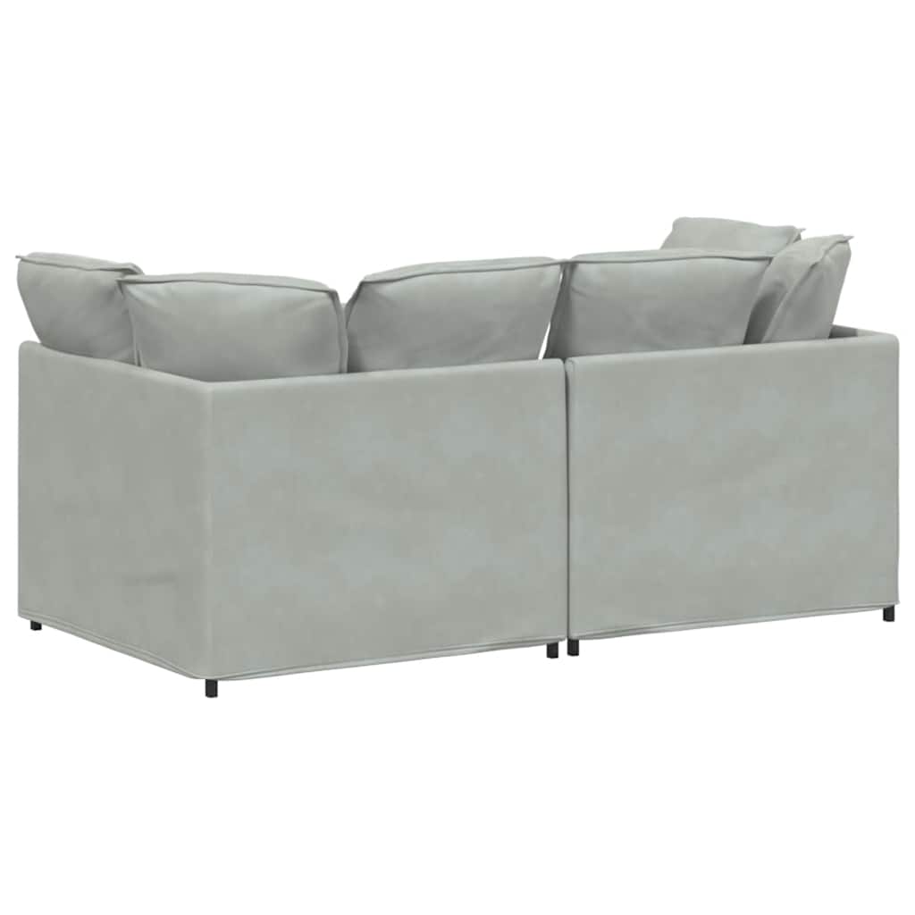 Modulaire bank met kussens fluweel lichtgrijs is nu te koop bij PeponiXL, paradijselijk wonen!