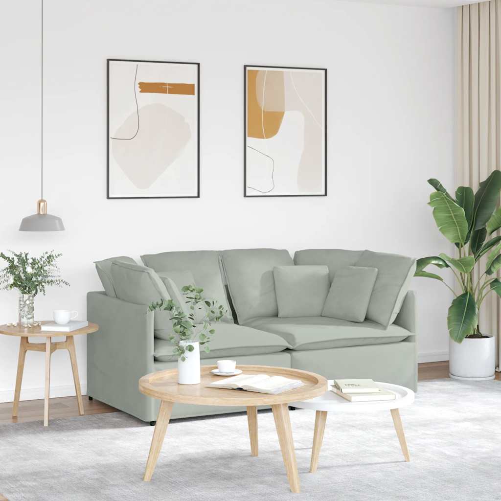 Modulaire bank met kussens fluweel lichtgrijs is nu te koop bij PeponiXL, paradijselijk wonen!