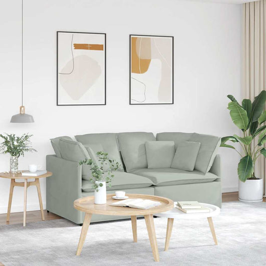 Modulaire bank met kussens fluweel lichtgrijs is nu te koop bij PeponiXL, paradijselijk wonen!