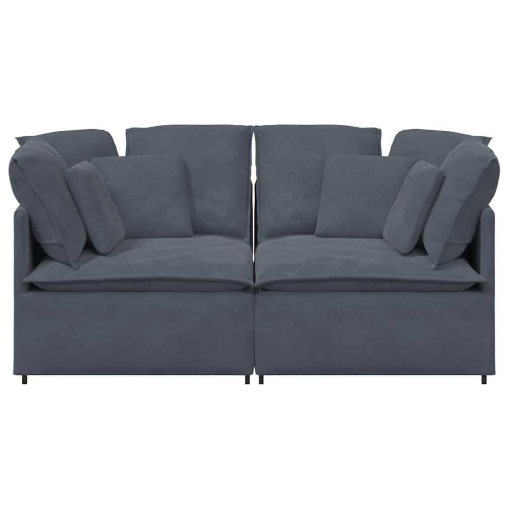 Modulaire bank met kussens fluweel donkergrijs is nu te koop bij PeponiXL, paradijselijk wonen!