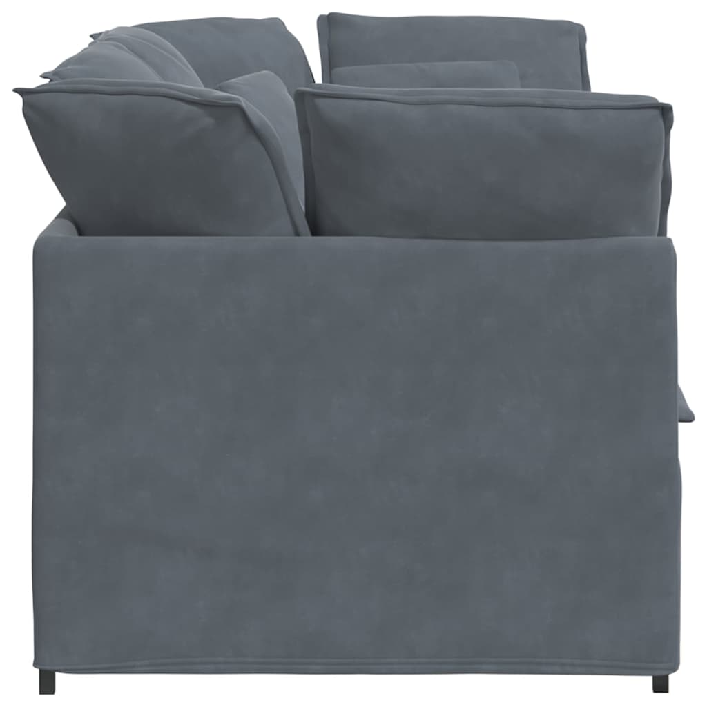 Modulaire bank met kussens fluweel donkergrijs is nu te koop bij PeponiXL, paradijselijk wonen!